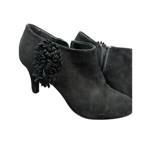 Alex Marie Black Suede Booties – Size 6 – Floral Detail – Gently Worn
